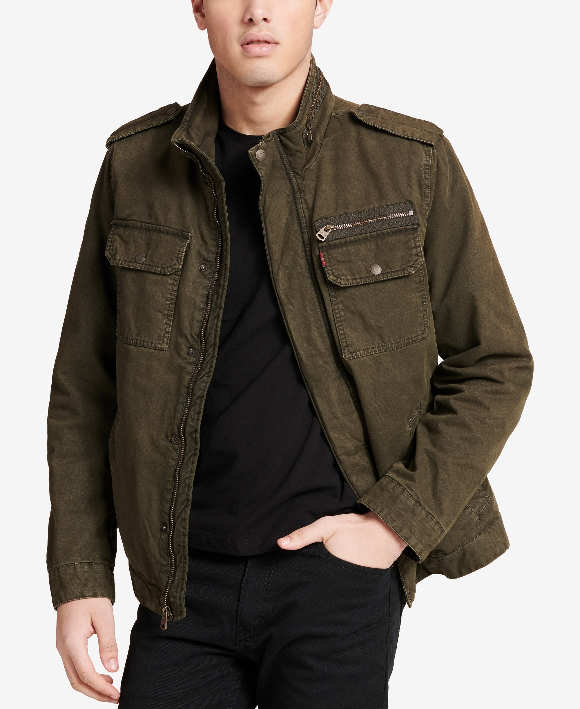 Levi's Men's Cotton Zip-Front Jacket - Olive