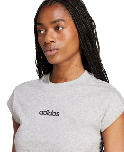 adidas Women's Essentials Linear Cotton T-Shirt - Gray