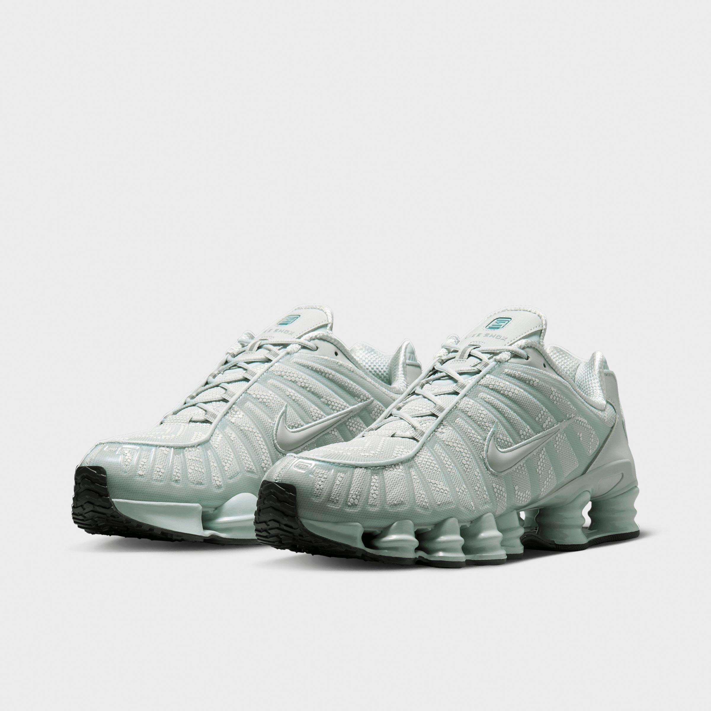Men's Nithtke Shox TL Casual Shoes - Part 1 - Light Silver/Newsprint/Light Silver - Both shoes facing left