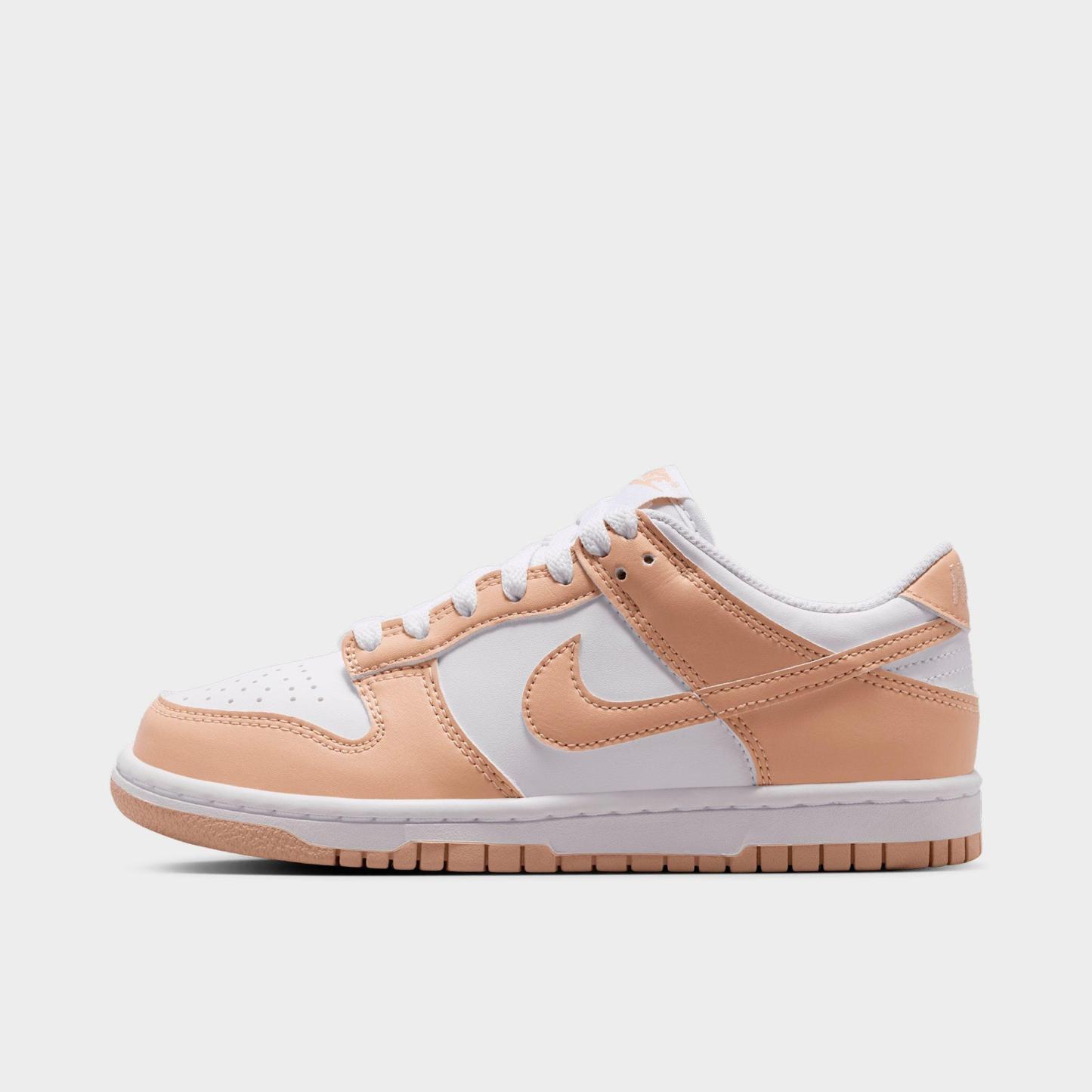 Big Kids' Nithtke Dunk Low Casual Shoes - Part 1 - White/Shimmer/White/Shimmer - Left shoe facing left. Outside of the shoe.