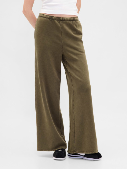 VintageSoft Baggy Sweatpants - Black moss green wash
