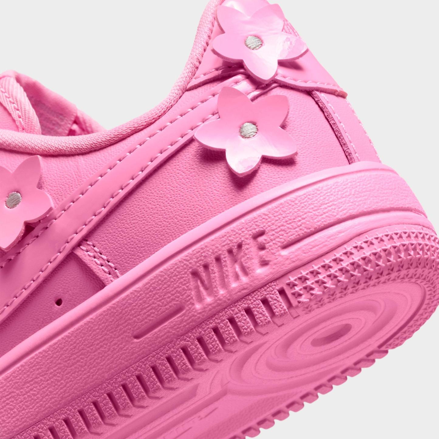 Little Kids' Nithtke Force 1 Casual Shoes - Part 1 - Pink Rise/Pink Foam/Metallic Silver/Pink Rise - Detail shot