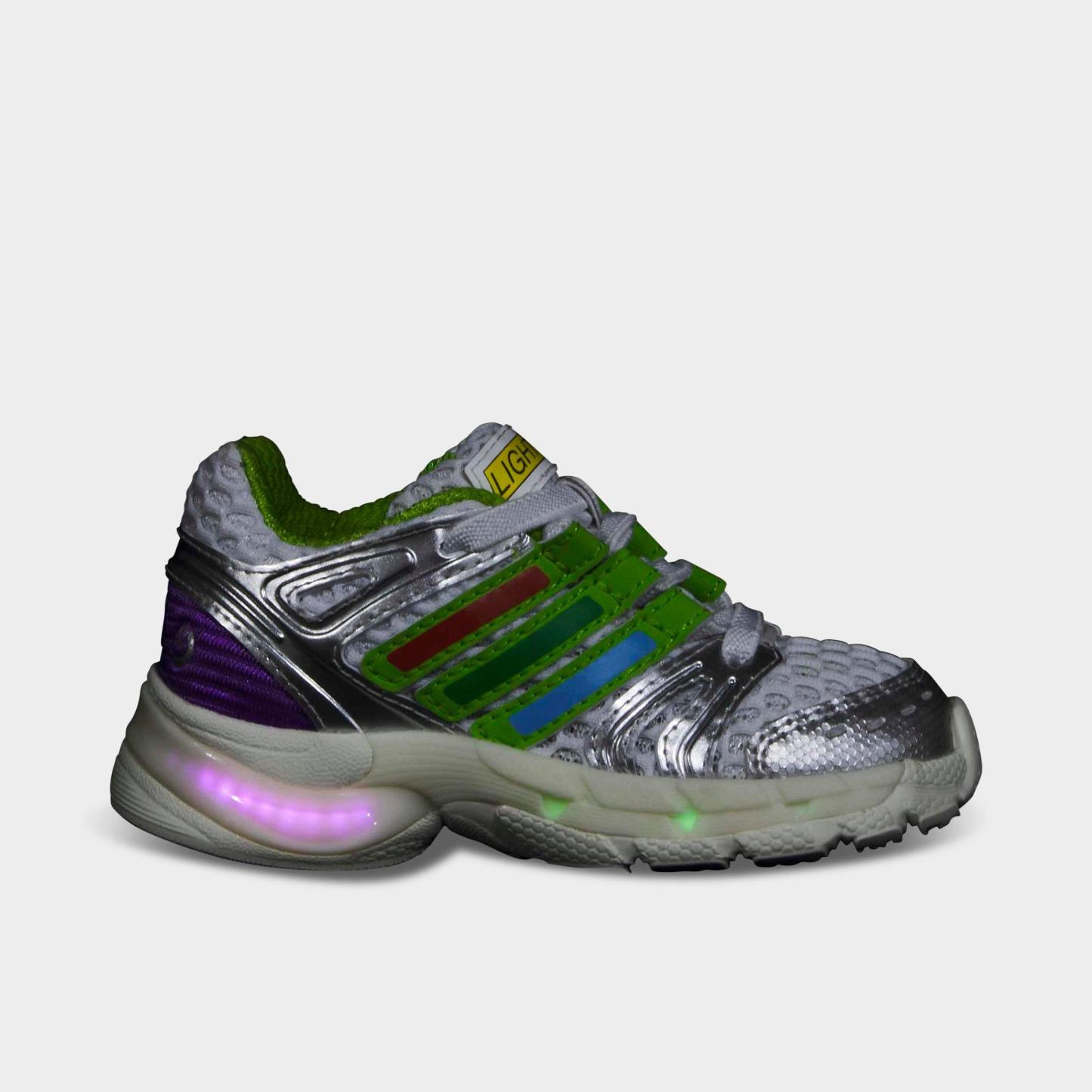 Infant and Kids' Toddler adidas x Pixar Toy Story Adistar Control 5 Stretch Lace LED Casual Shoes - Cloud White/Solar Slime/Silver Metallic - Detail shot