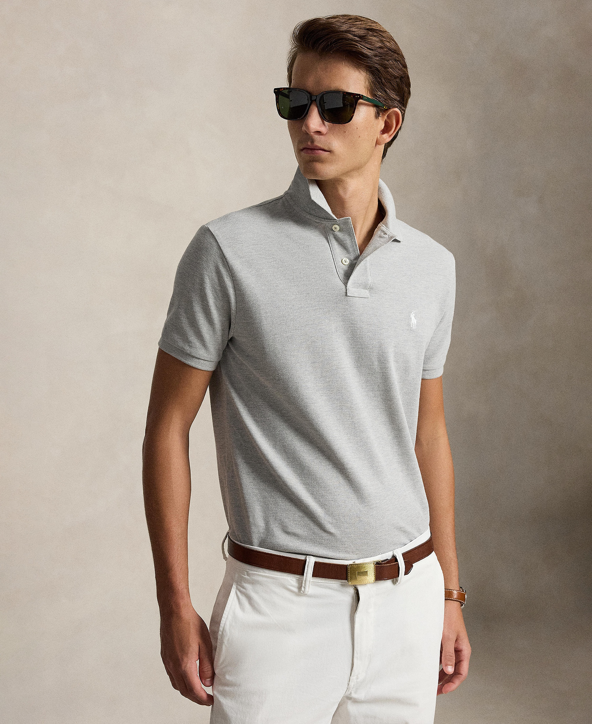 Polo Ralph Lauren Men's Custom Slim-Fit Mesh Polo Shirt - Spring Heather