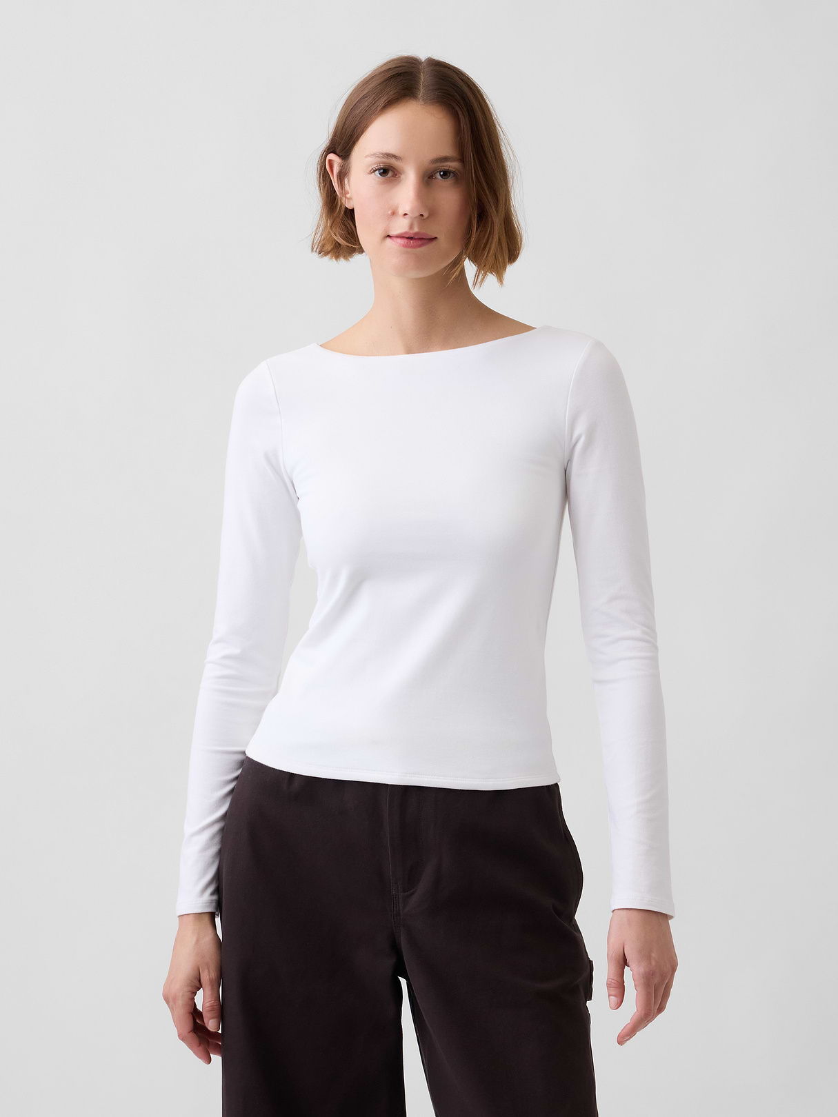 CloseKnit Jersey Scoop-Back T-Shirt - Fresh white