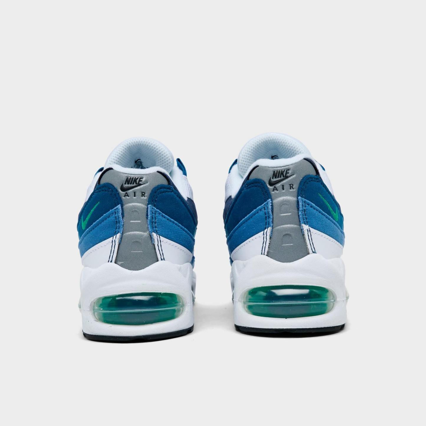 Big Kids' Nike Air Max 95 Big Bubble Casual Shoes - White/Emerald Green/Lake Blue