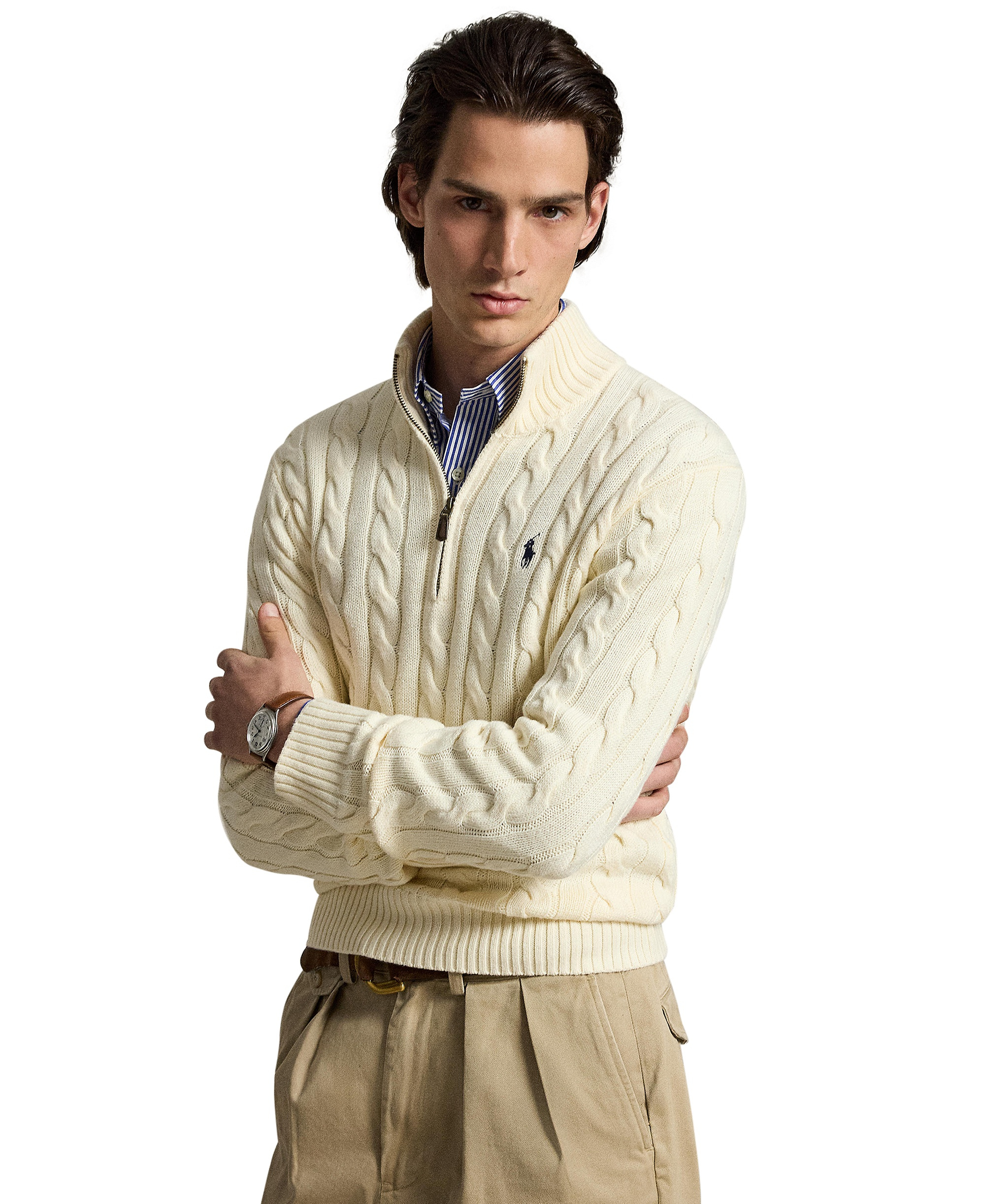 Polo Ralph Lauren Men's Cable-Knit Cotton Sweater - Cream