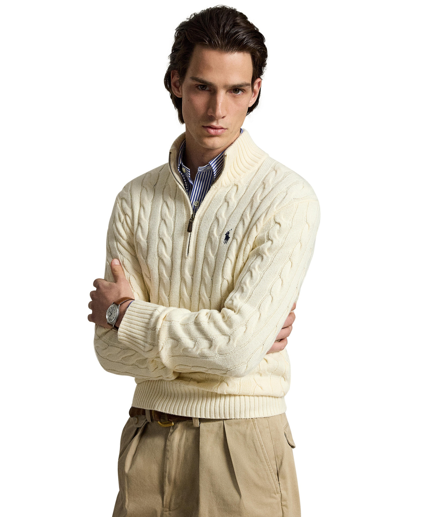 Polo Ralph Lauren Men's Cable-Knit Cotton Sweater - Cream