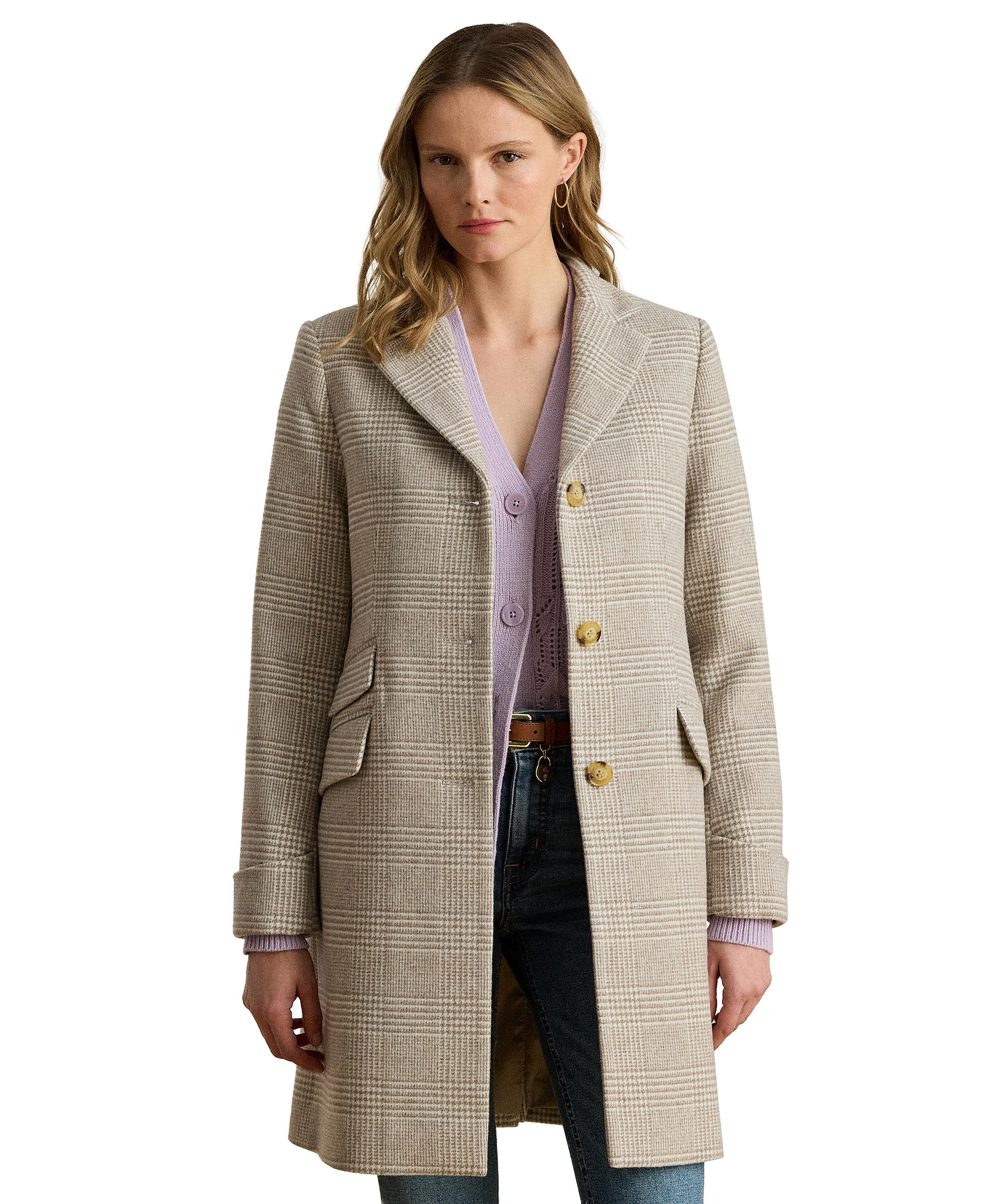 Lauren Ralph Lauren Petite Single-Breasted Wool-Blend Walker Coat, Created for Macy's - Camel/Cream