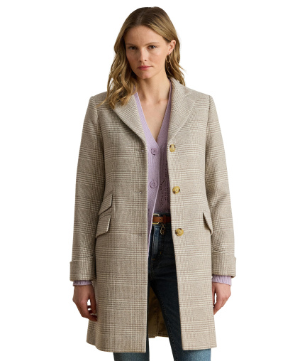 Lauren Ralph Lauren Petite Single-Breasted Wool-Blend Walker Coat, Created for Macy's - Camel/Cream