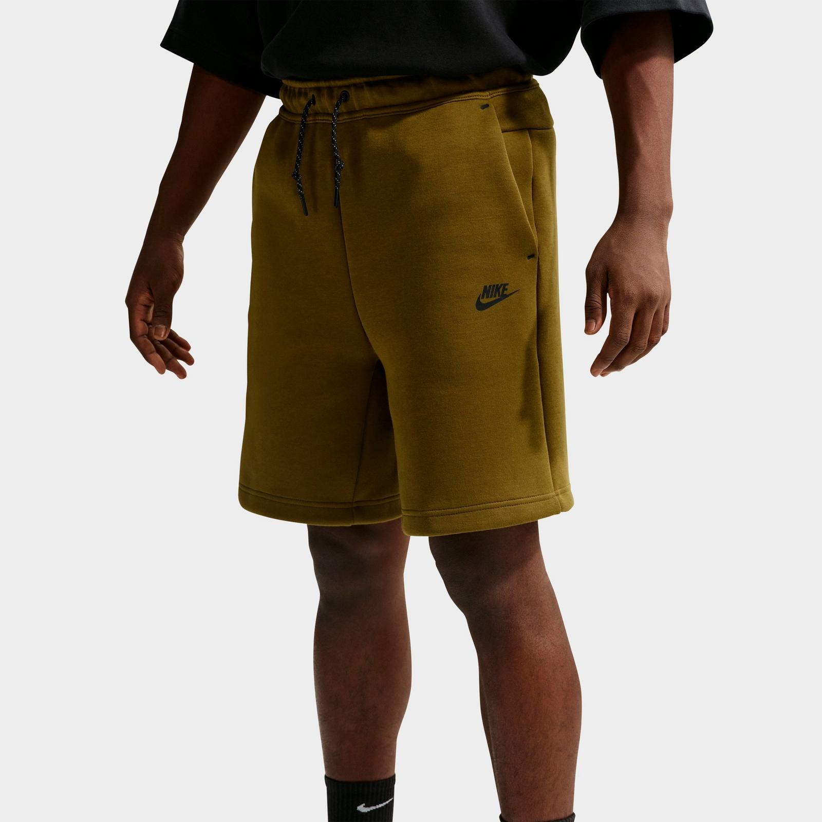 Men's Nike Tech Fleece Shorts - Olive Flak/Black