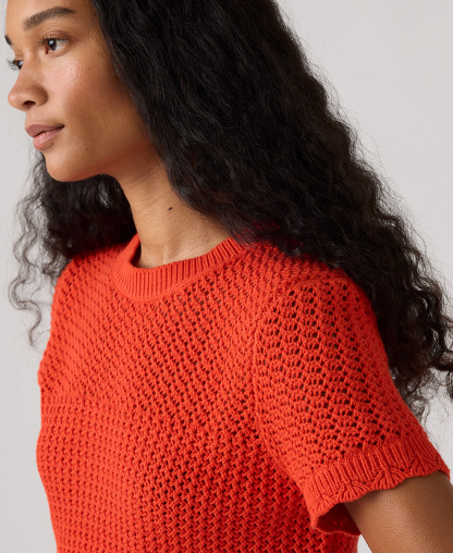Levi's Women's Isabelle Crochet Short-Sleeve Sweater - Signal Red