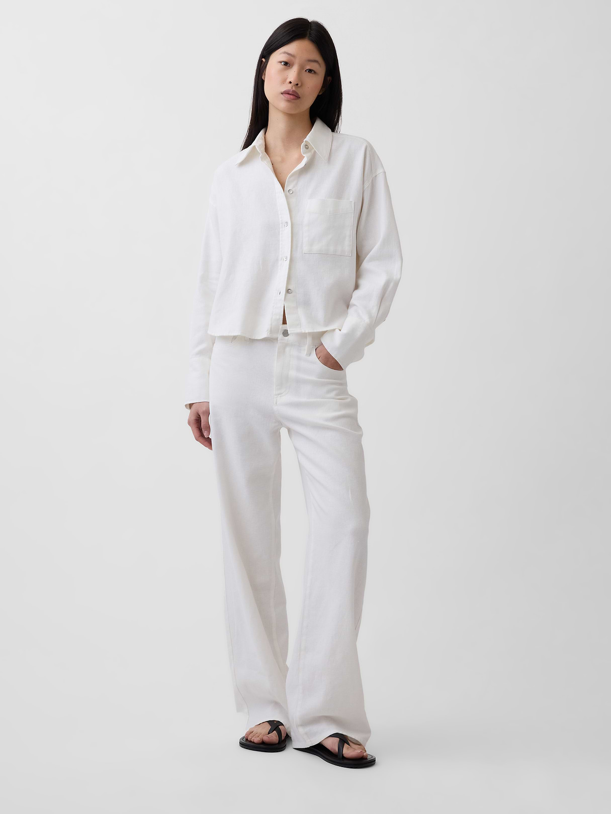 Linen-Cotton Oversized Shirt - New off white