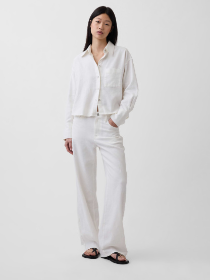 Linen-Cotton Oversized Shirt - New off white