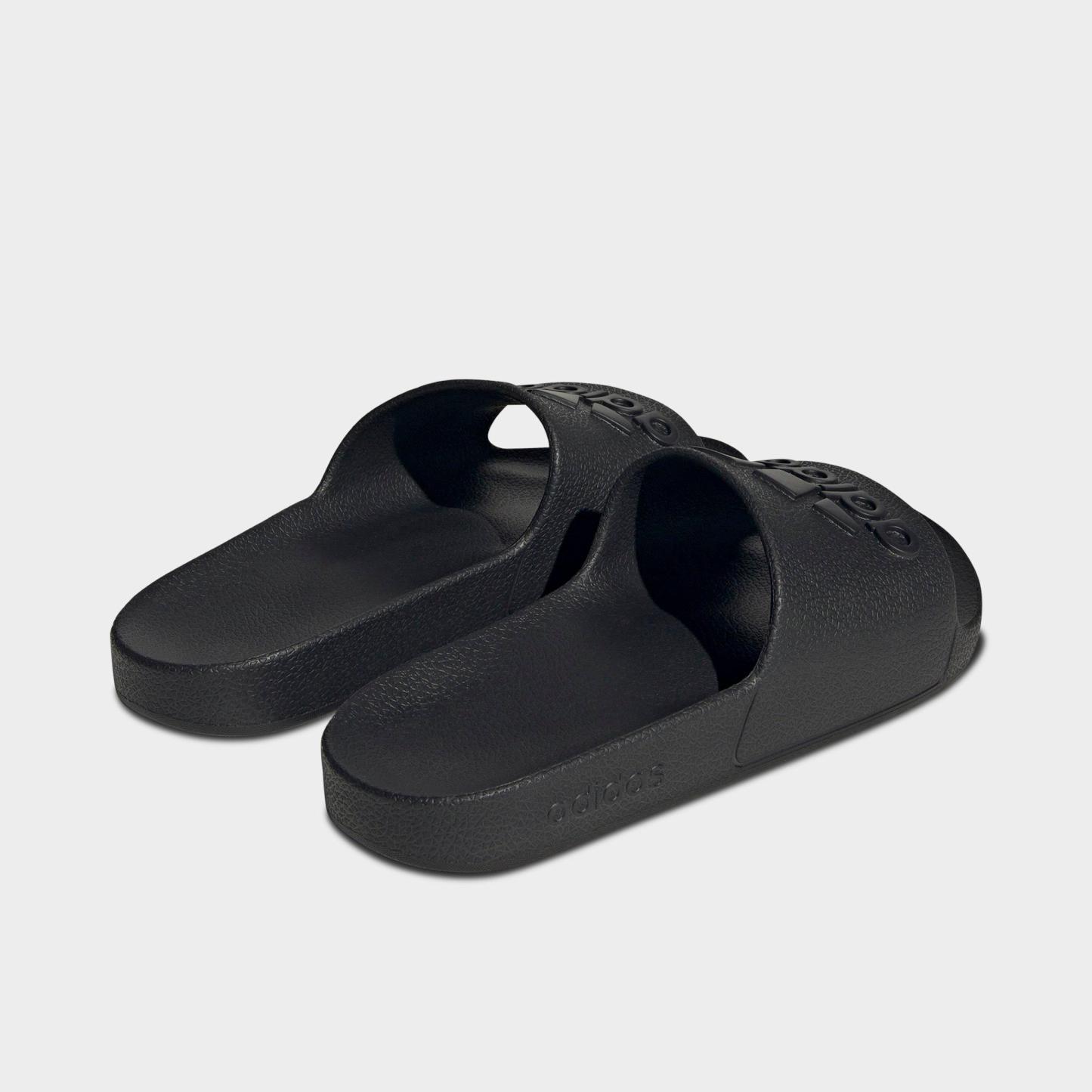 adidas adilette Aqua Slide Sandals - Black/Black/Black - Back view