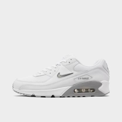 Men's Nithtke Air Max 90 Jewel Swoosh Casual Shoes - White/Photon Dust/Light Smoke Grey - Left shoe facing left. Outside of the shoe.