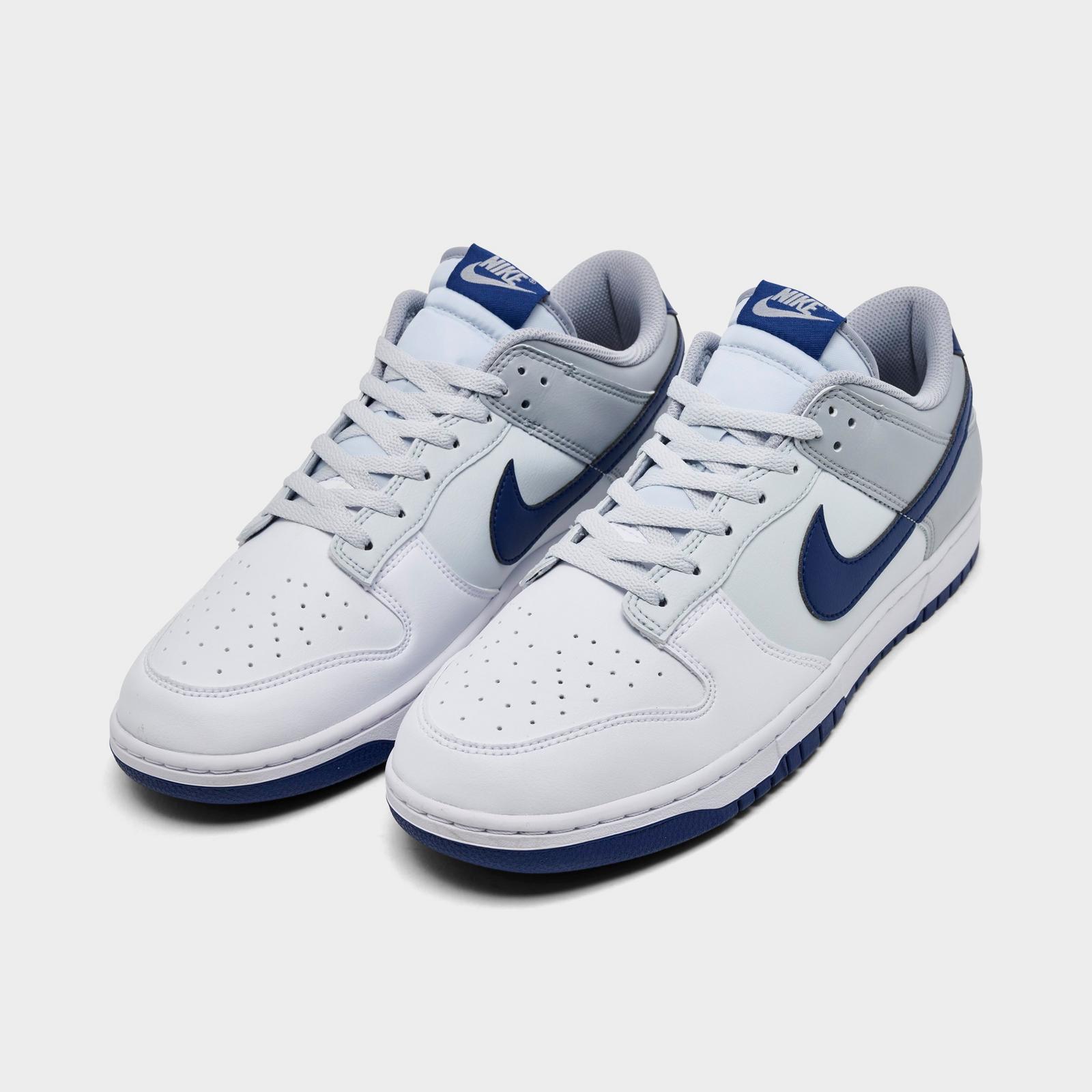 Men's Nike Dunk Low Retro Casual Shoes - Summit White/Summit White/Deep Royal Blue (HF5441-118)