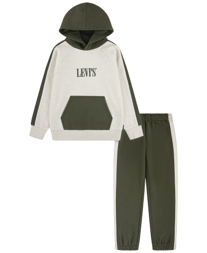 Levi's Boys' 4-7 Colorblocked Long-Sleeve Hoodie and Pants, 2-Piece Set - White/Green
