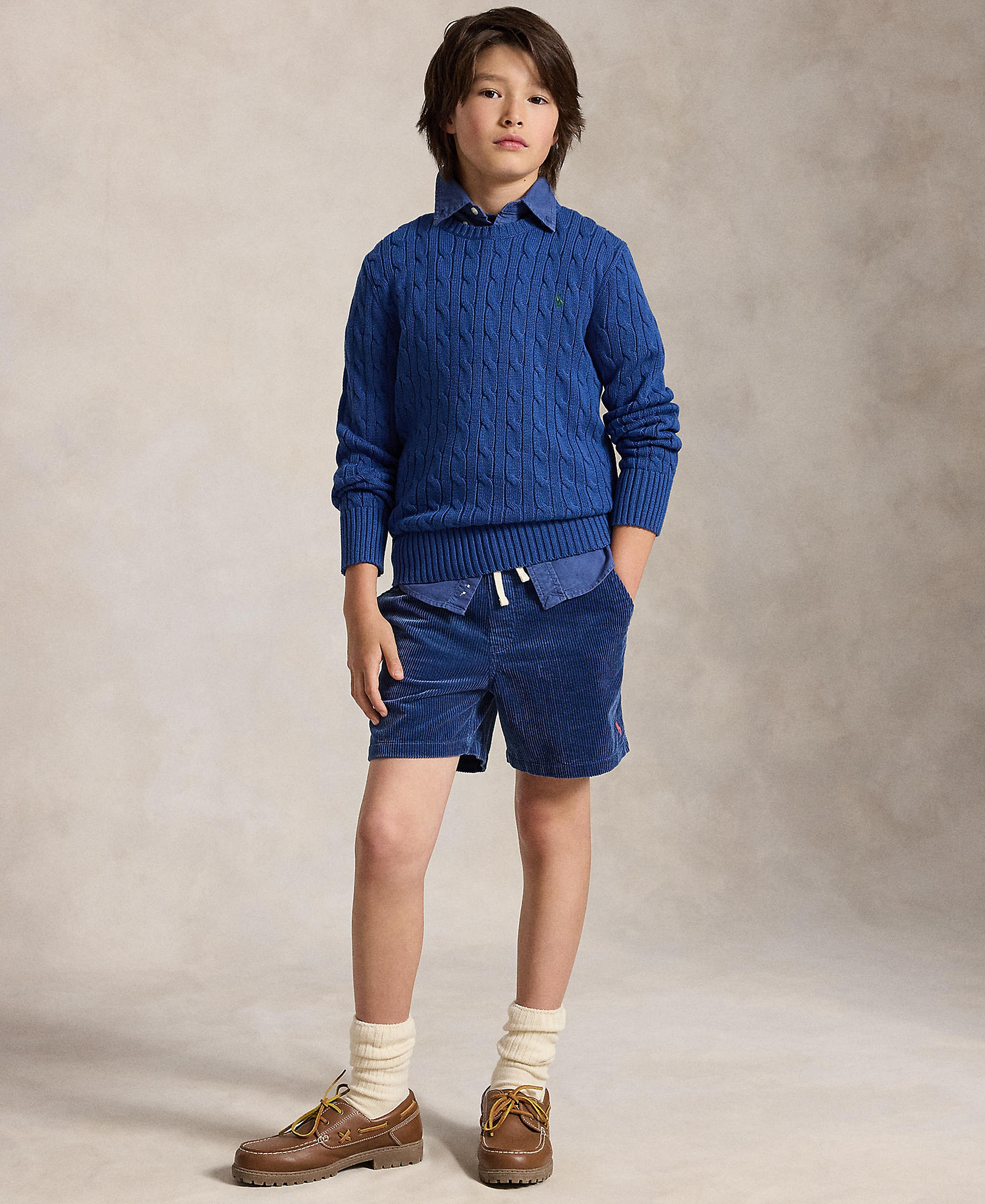 Polo Ralph Lauren Boys' 8-20 Cable-Knit Cotton Sweater - Dusty Azure