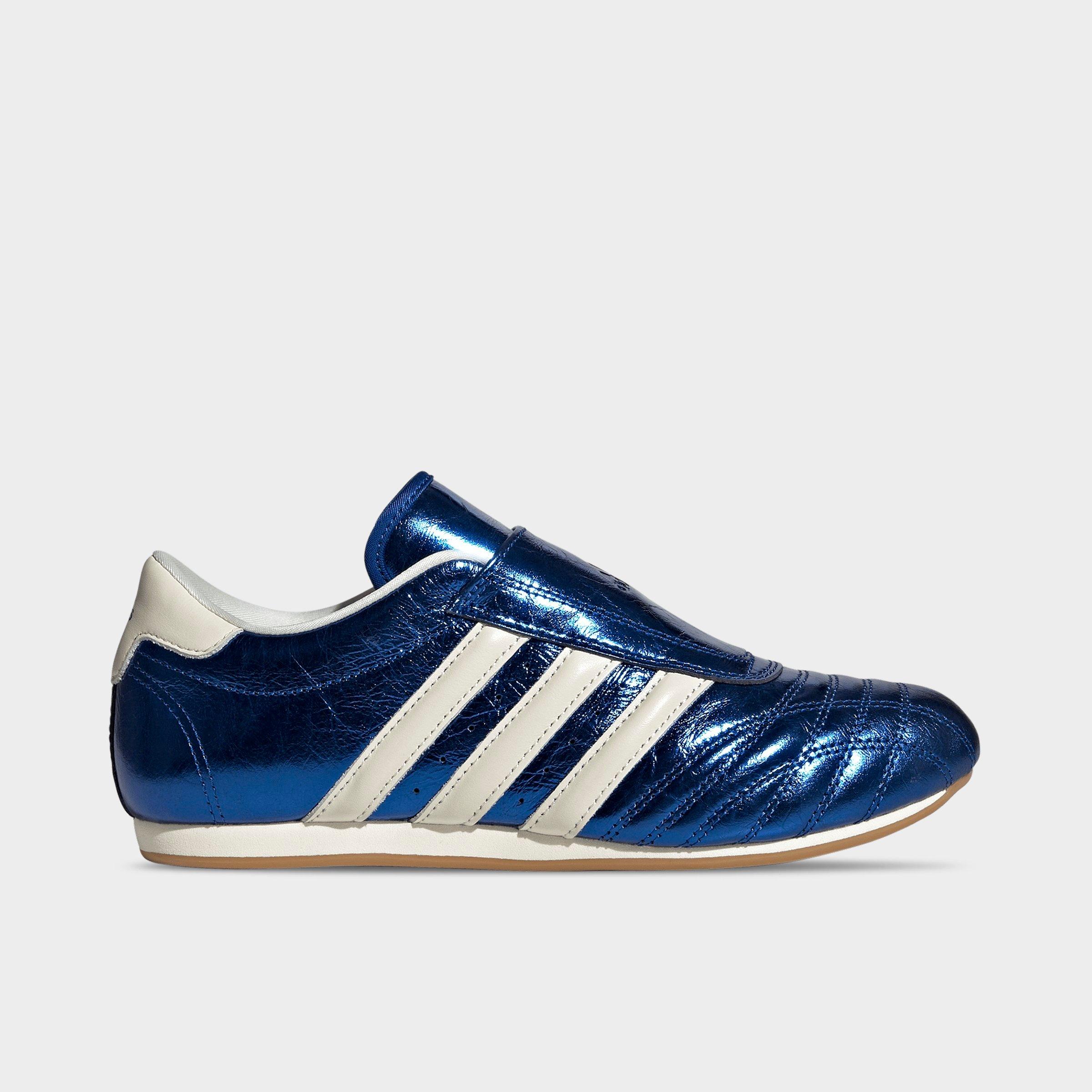 Women's adidas Originals Taekwondo Cow Print Casual Shoes - Royal Blue/Off White/Gum - Left shoe facing left. Outside of the shoe.