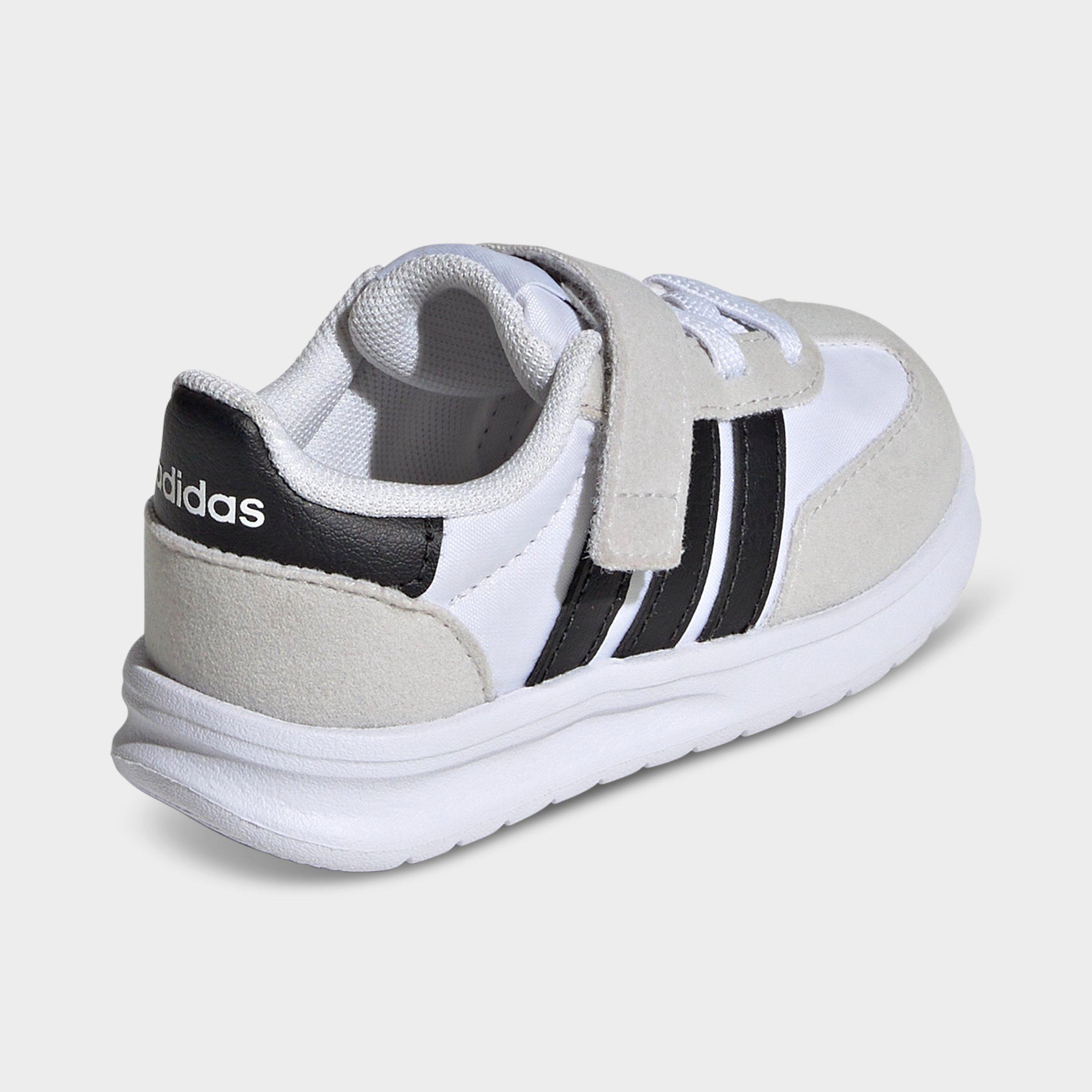 Kids' Toddler adidas Run 70s 2.0 Hook-And-Loop Stretch Lace Casual Shoes - Footwear White/Core Black/Grey One - Back view