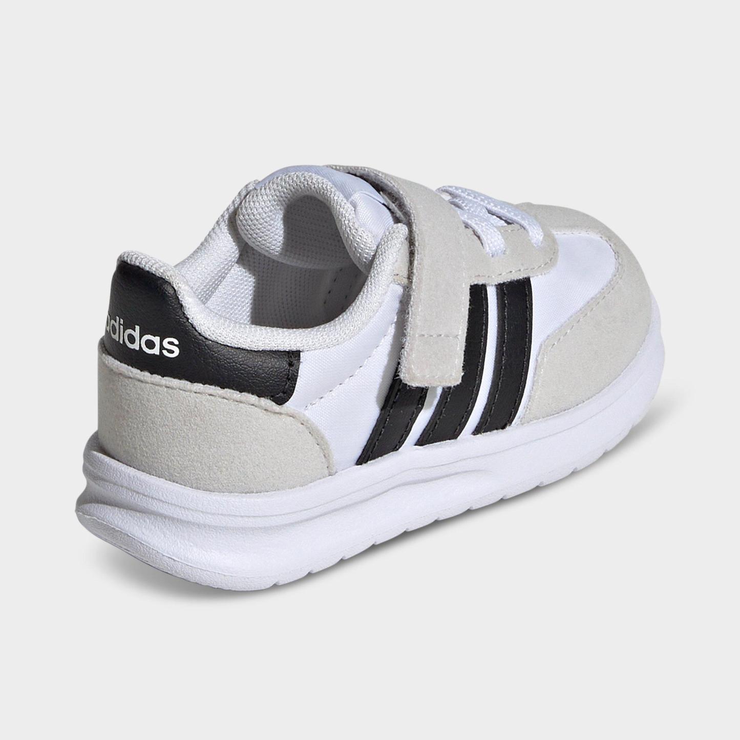 Kids' Toddler adidas Run 70s 2.0 Hook-And-Loop Stretch Lace Casual Shoes - Footwear White/Core Black/Grey One - Back view