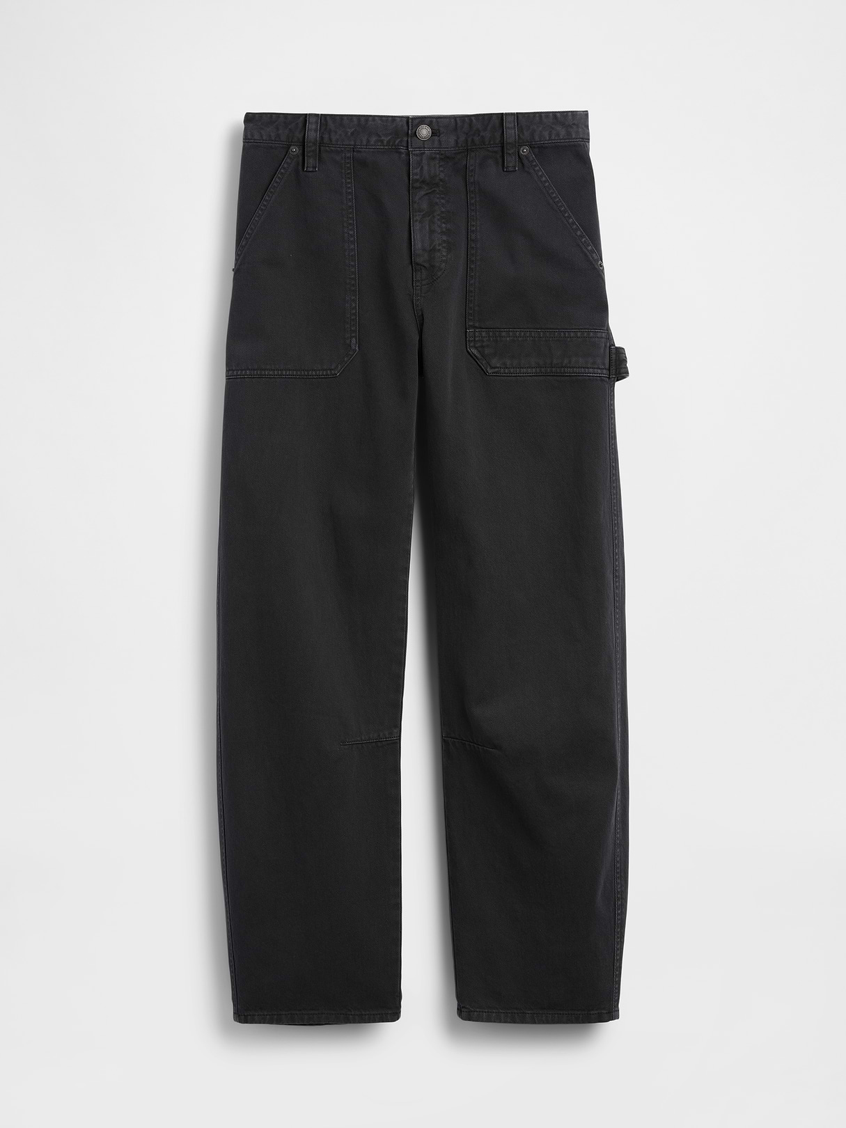 Mid Rise Barrel Utility Ankle Pants - Black