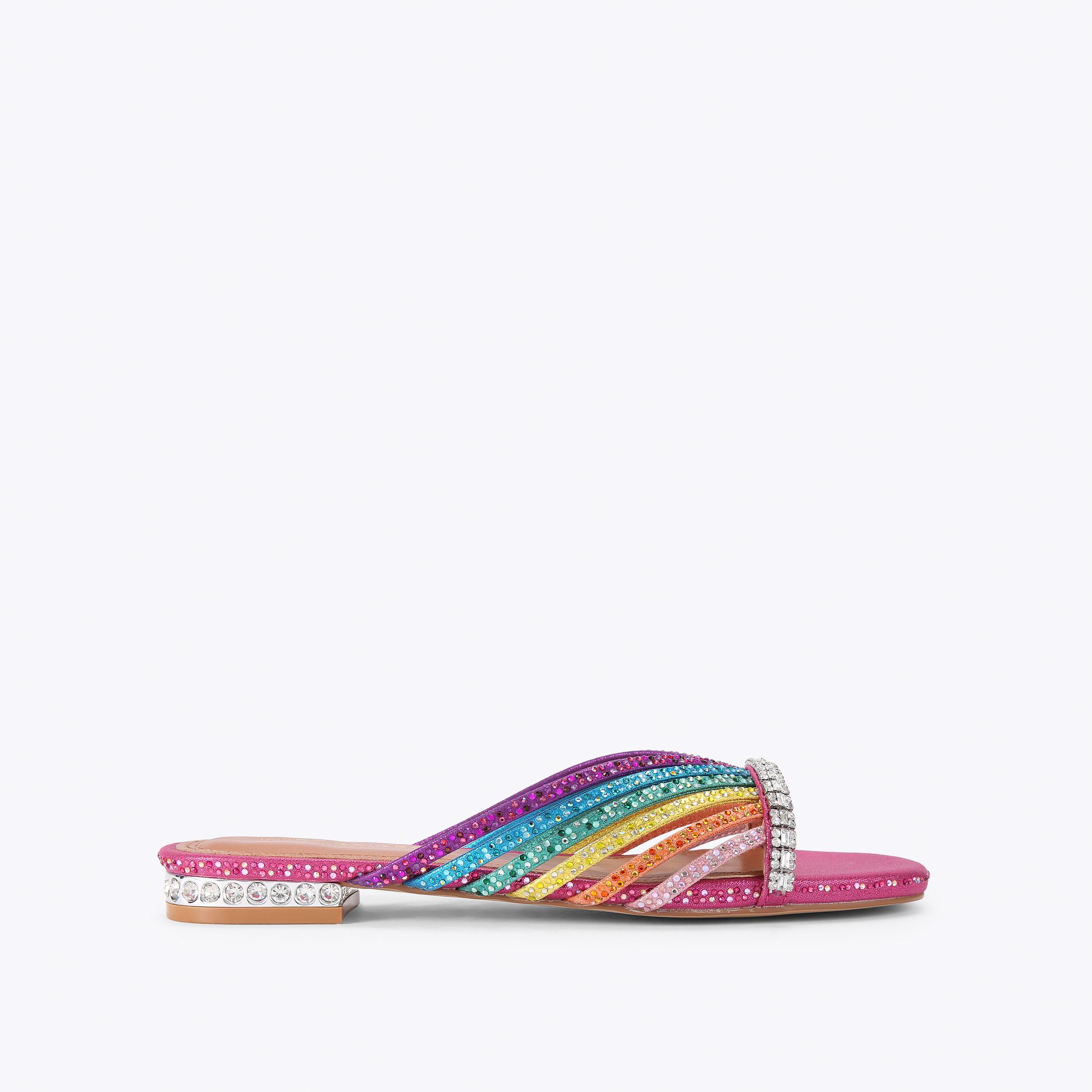 Kurt Geiger London Crystal Strap Flat Mule - Multi Colored