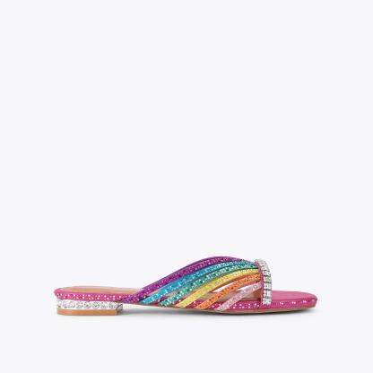 Kurt Geiger London Crystal Strap Flat Mule - Multi Colored