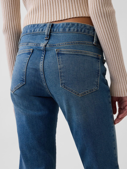 Low Rise Long & Lean Split-Hem Jeans - Medium destroy wash