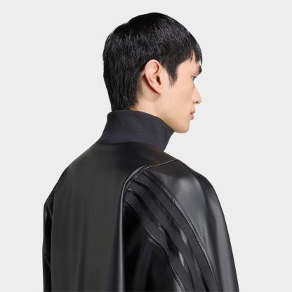 Men's adidas Stadium Loose Faux Leather Track Jacket - Black/Black