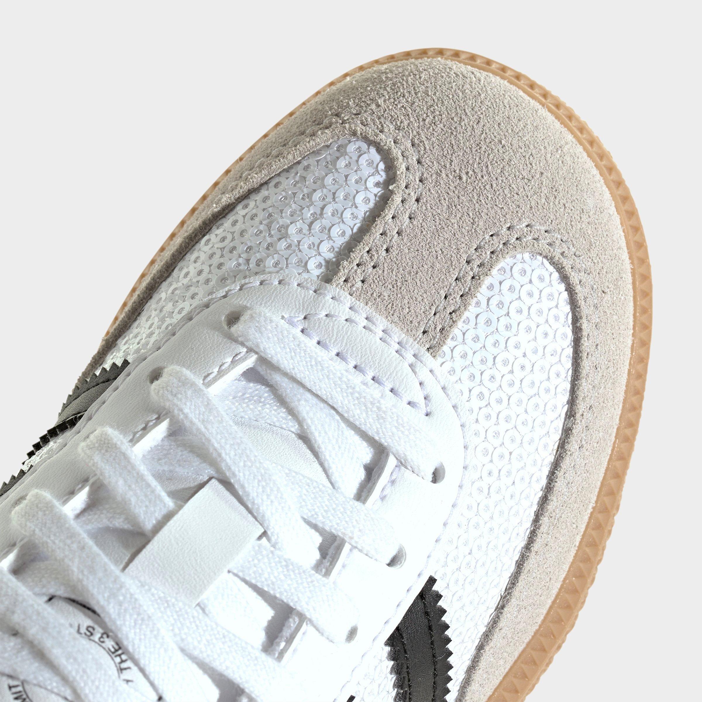 Little Kids' adidas Originals Samba OG Casual Shoes - Footwear White/Core Black/Grey One - Detail shot