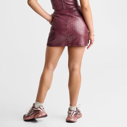 Women's adidas Originals Pleather Mini Skirt - Maroon - view 4