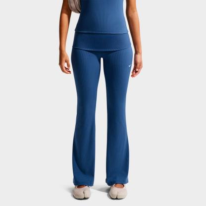 Women's Nithtke Sportswear Chill Knit Mid-Rise Tight Ribbed Pants - Mystic Navy/Sail