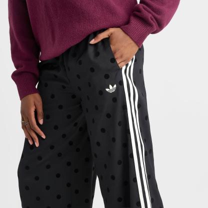 Women's adidas Originals Firebird Polka Dot Satin Wide-Leg Track Pants - Black
