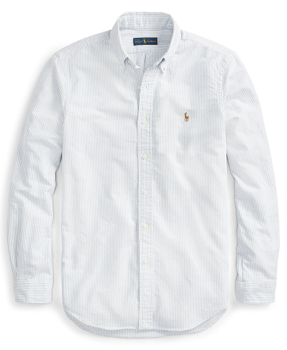Polo Ralph Lauren Men's Classic-Fit Plaid Brushed Oxford Shirt - Blue White Stripe