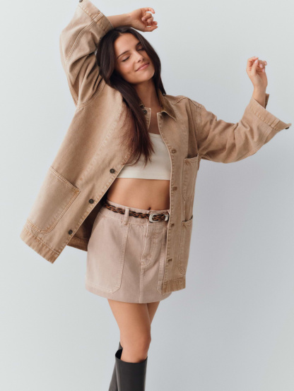 High Rise Mini Utility Skort - Wicker tan