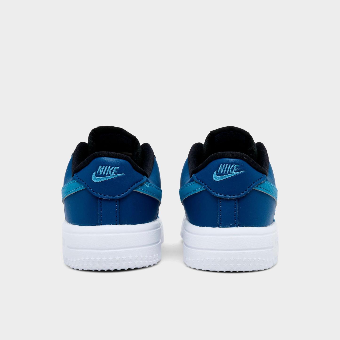 Infant and Kids' Toddler Nithtke Force 1 Low Casual Shoes - Part 1 - Black/Court Blue/White/Dutch Blue - Back view