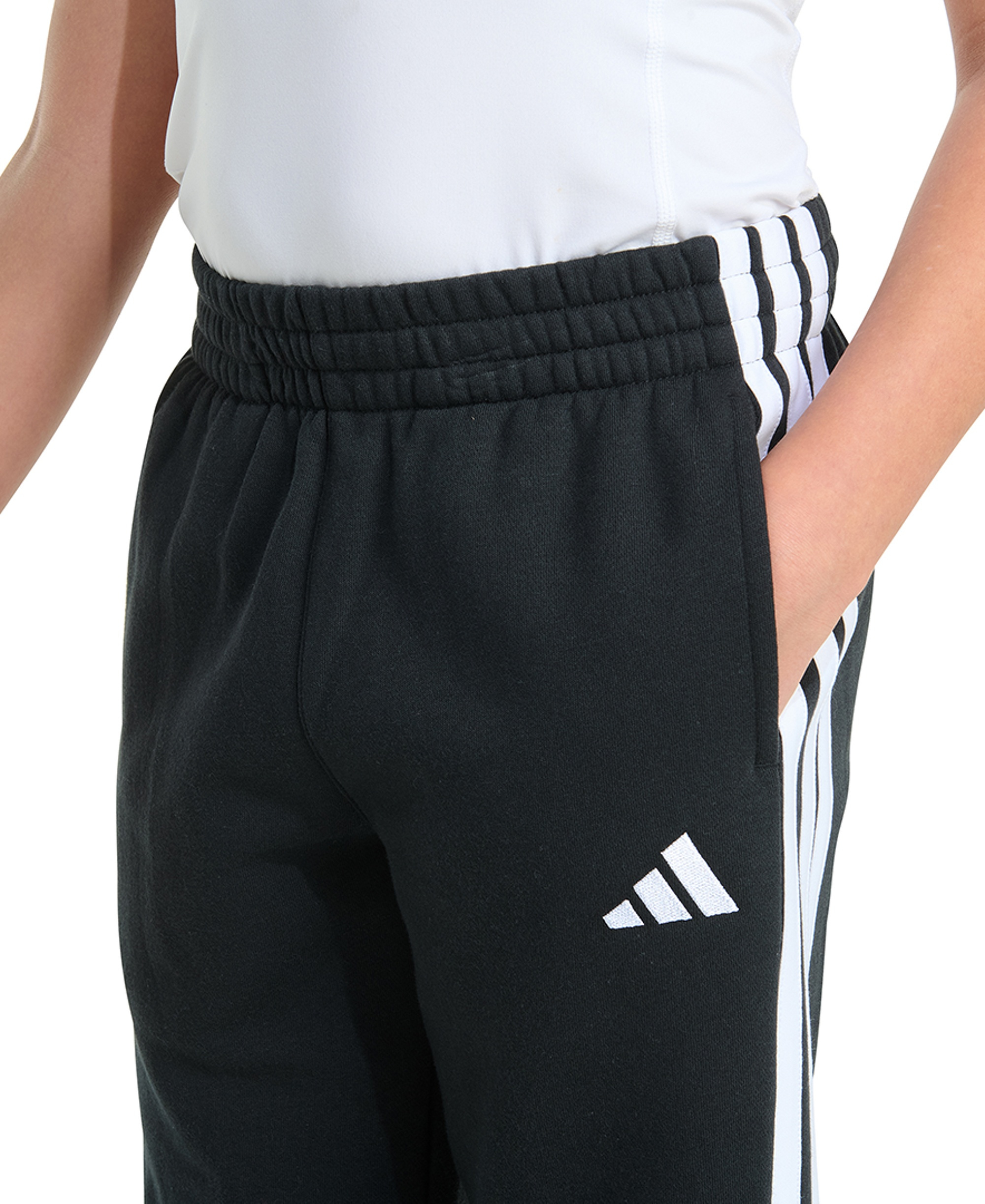 adidas Boys' 8-20 Essential 3-Stripe Fleece Cuffed Jogger Pants - Black