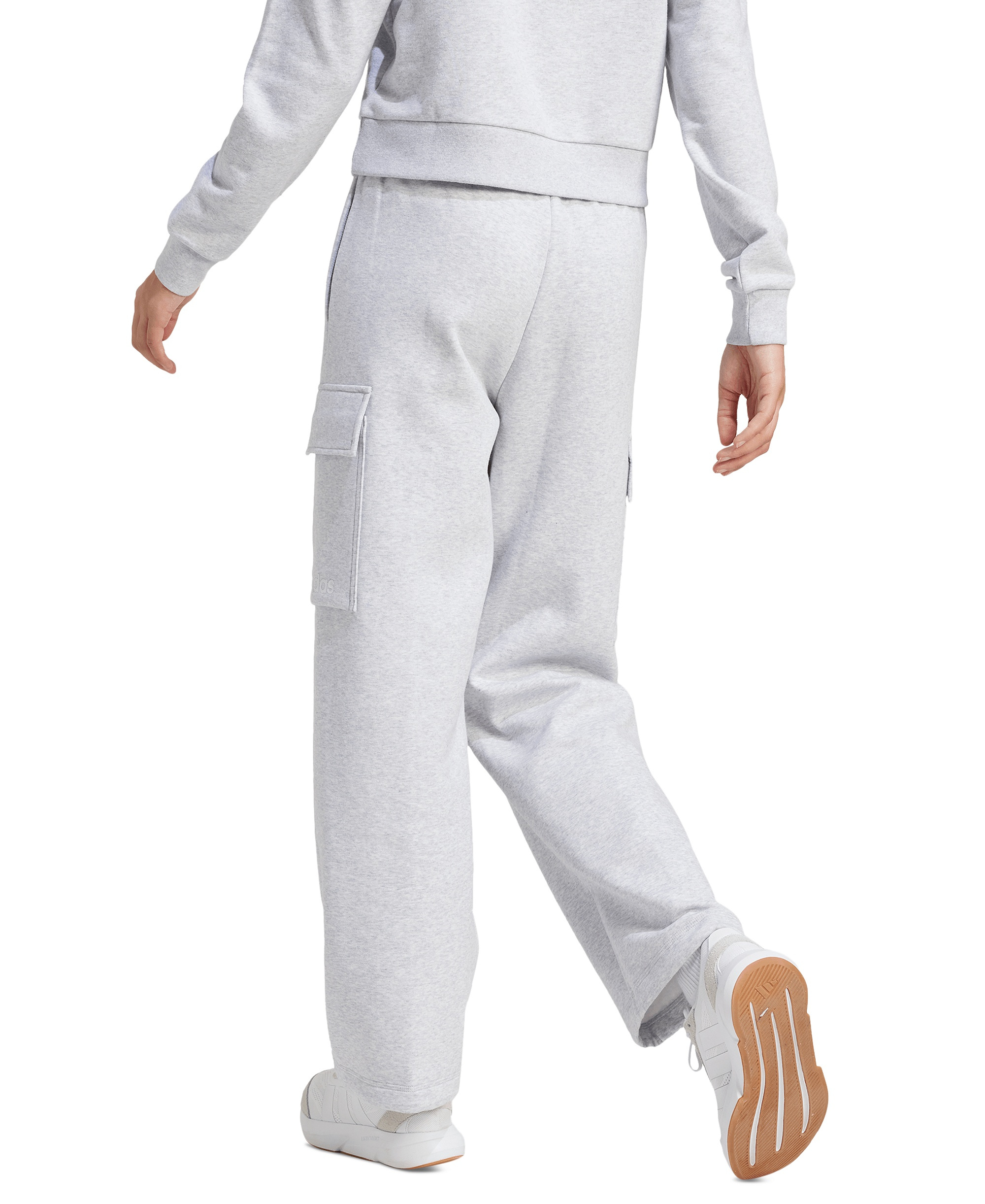 adidas Women's Essentials Fleece Cargo Sweatpants - Light Grey Heather/white