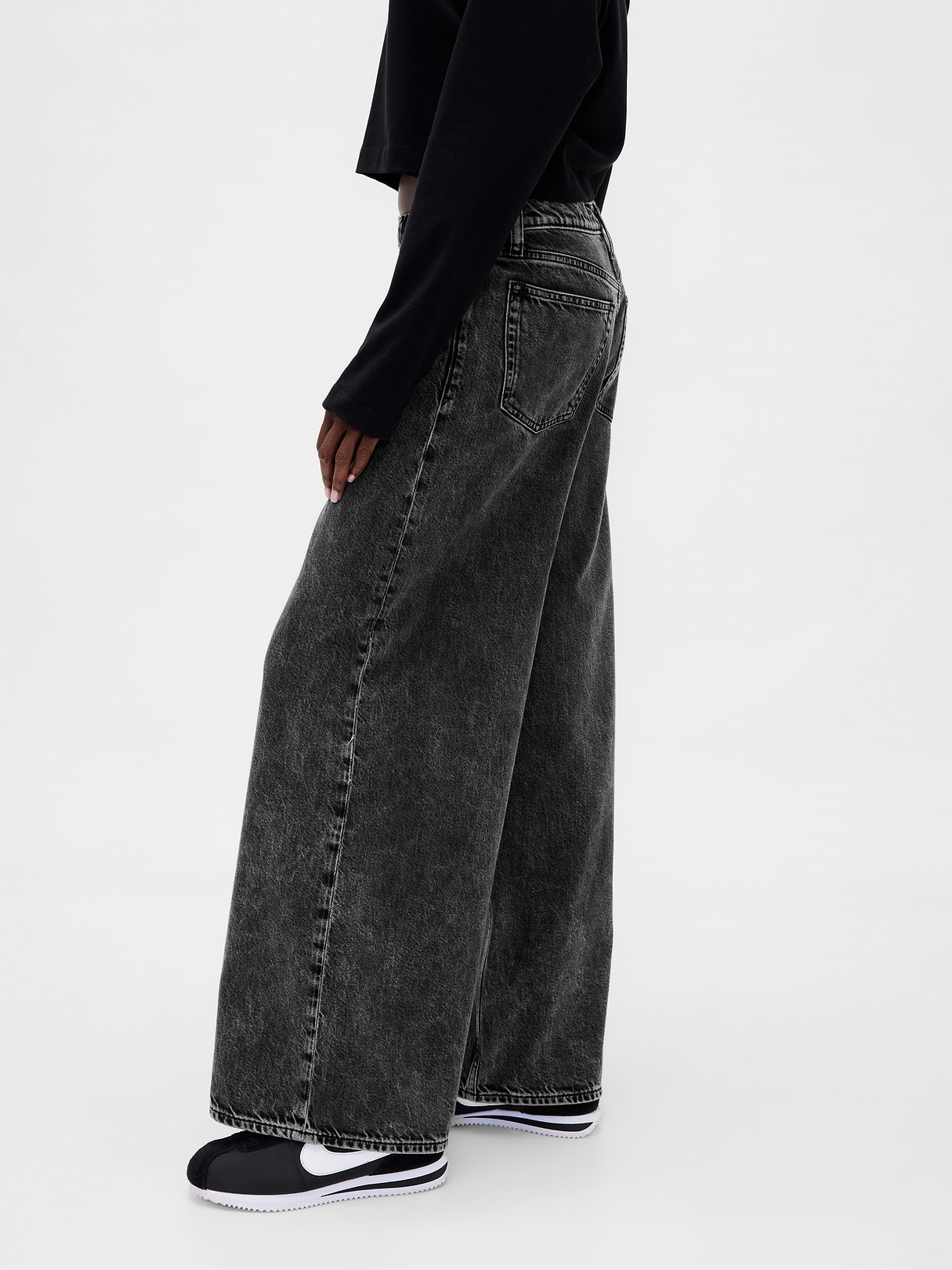Mid Rise UltraSoft Baggy Jeans - Black hawk