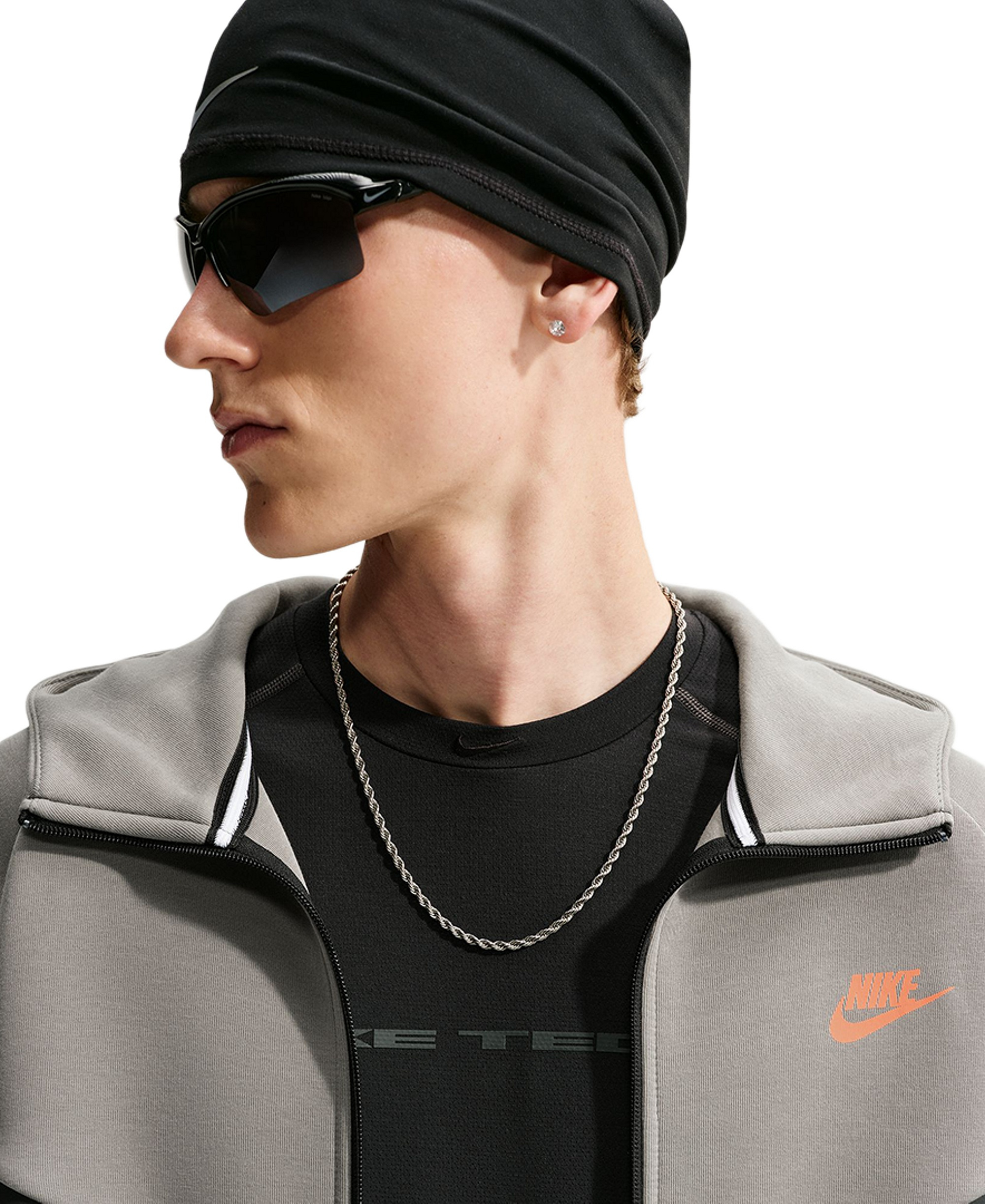 Nike Men's Tech Fleece Full-Zip Hoodie - Light Army/Black/Total Orange
