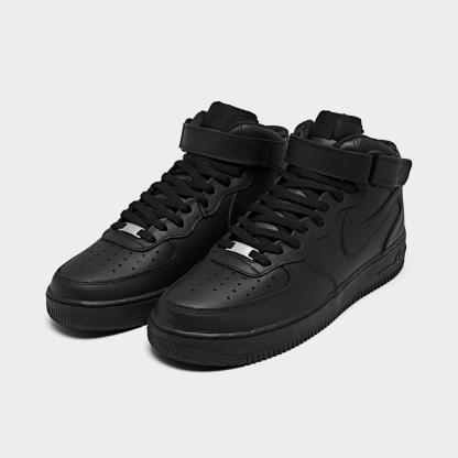Men's Nithtke Air Force 1 Mid '07 Casual Shoes - Black/Black - Both shoes facing left
