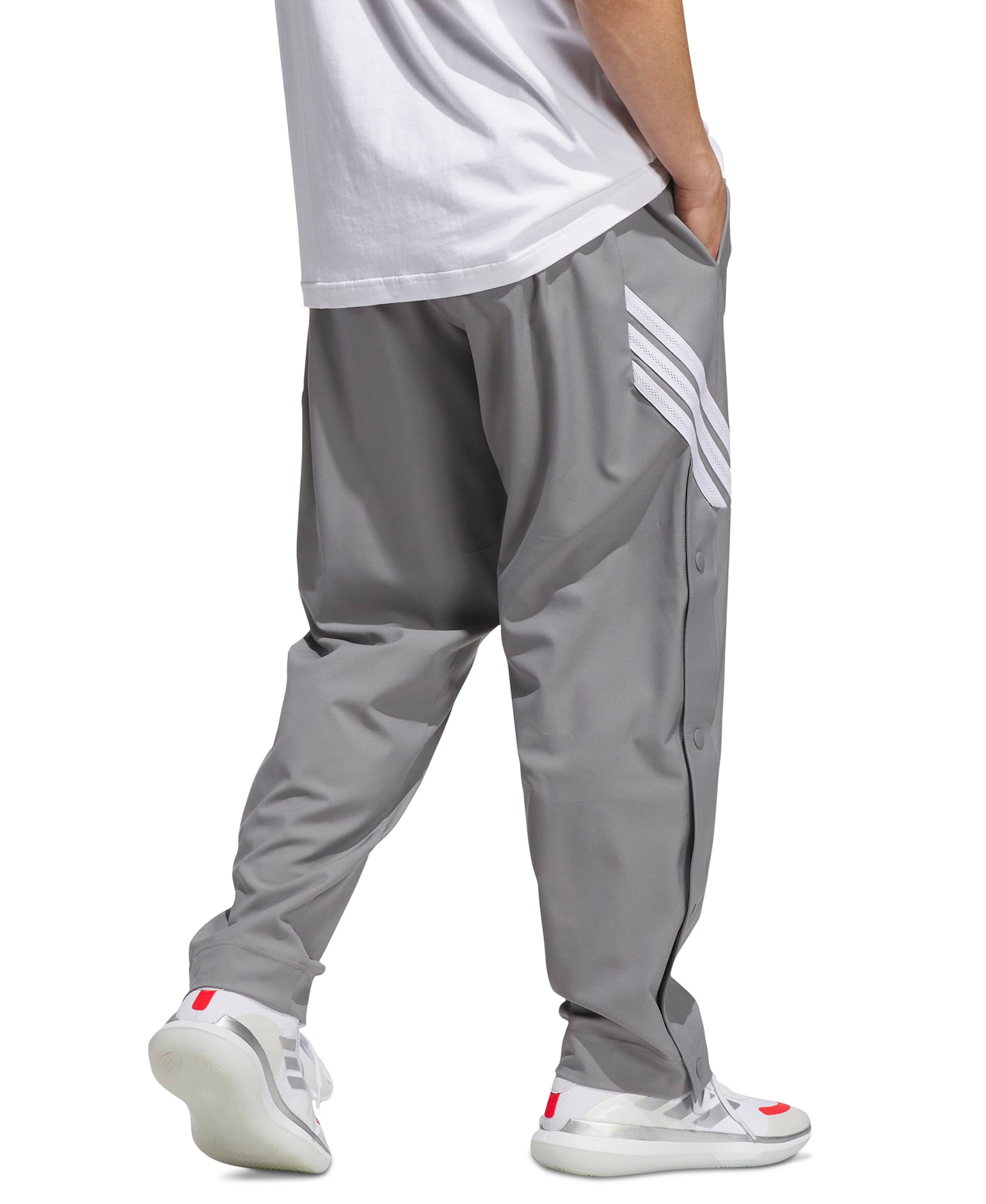 adidas Men's Three-Stripe Woven Snap Pants - Gray