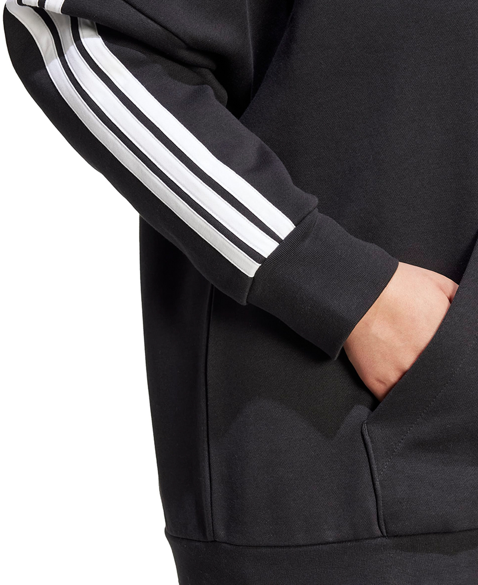 adidas Plus Size Essentials 3-Stripes Full-Zip Fleece Hoodie - Black