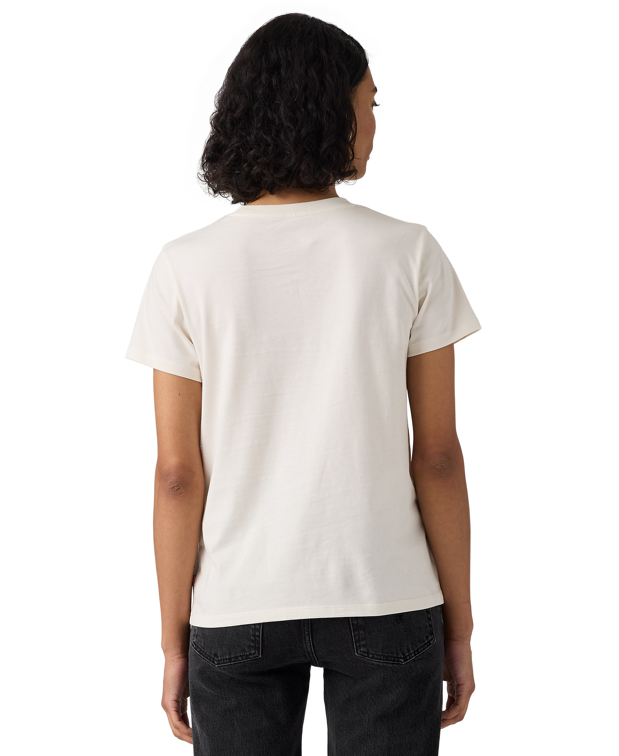 Levi's Women's Perfect Graphic Logo Cotton T-Shirt - Levis Denim Boots Egret