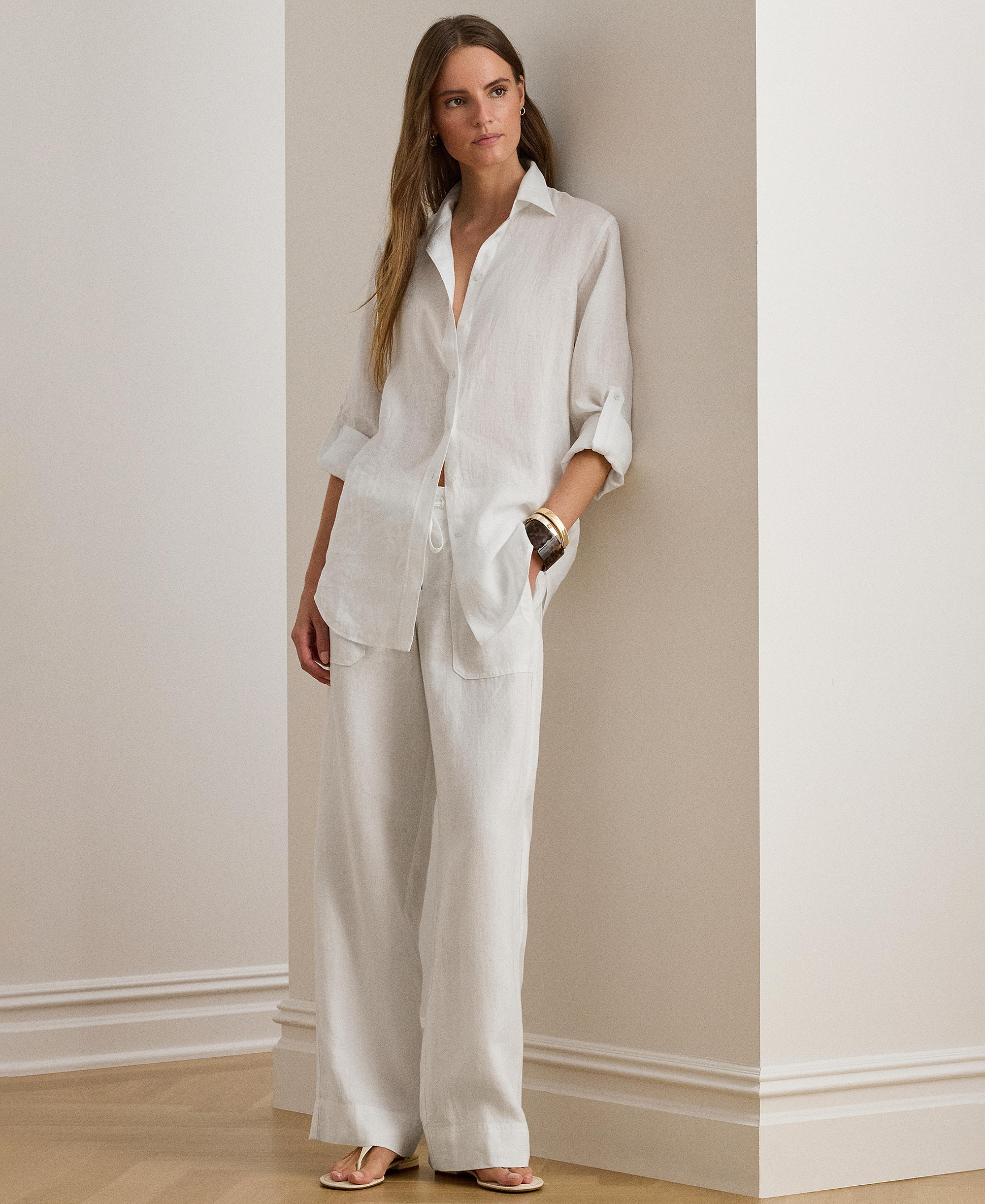 Lauren Ralph Lauren Women's Wide-Leg Linen Pants