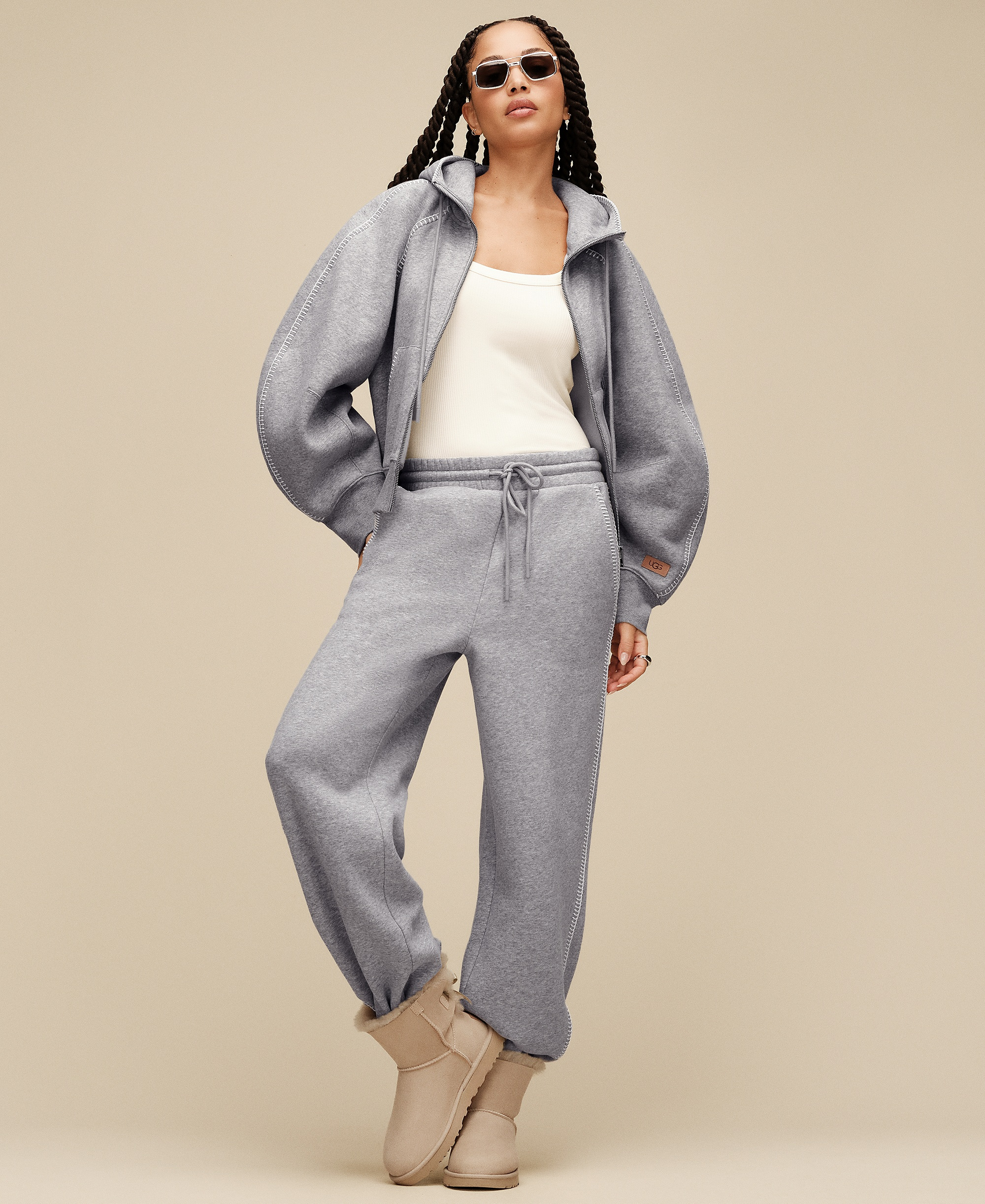UGG Women's Classic Mid-Rise Straight-Leg Pants - Grey Heather