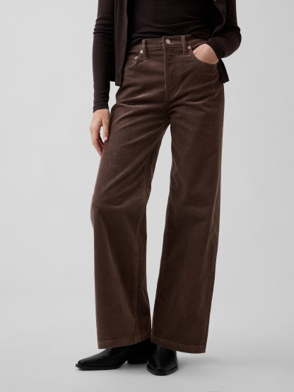 High Rise Stride Wide-Leg Jeans - Plymouth rock brown
