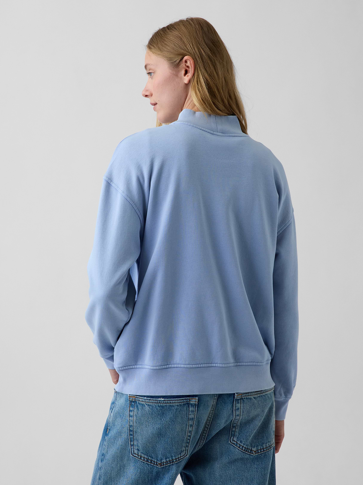 VintageSoft Oversized Mockneck Logo Sweatshirt - Air stream blue